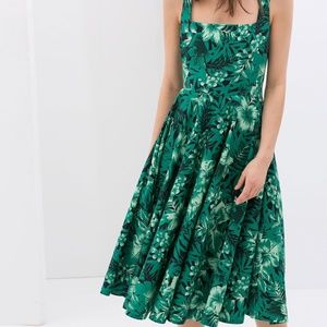 ZARA Tropical FloralTropical Print Midi Dress XS